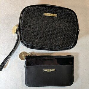 Giorgio Armani 2 Perfume Bags Pouches Makeup Small Black Sequin Patent Gold
